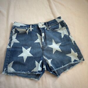 Star Patterned Denim Women Shorts